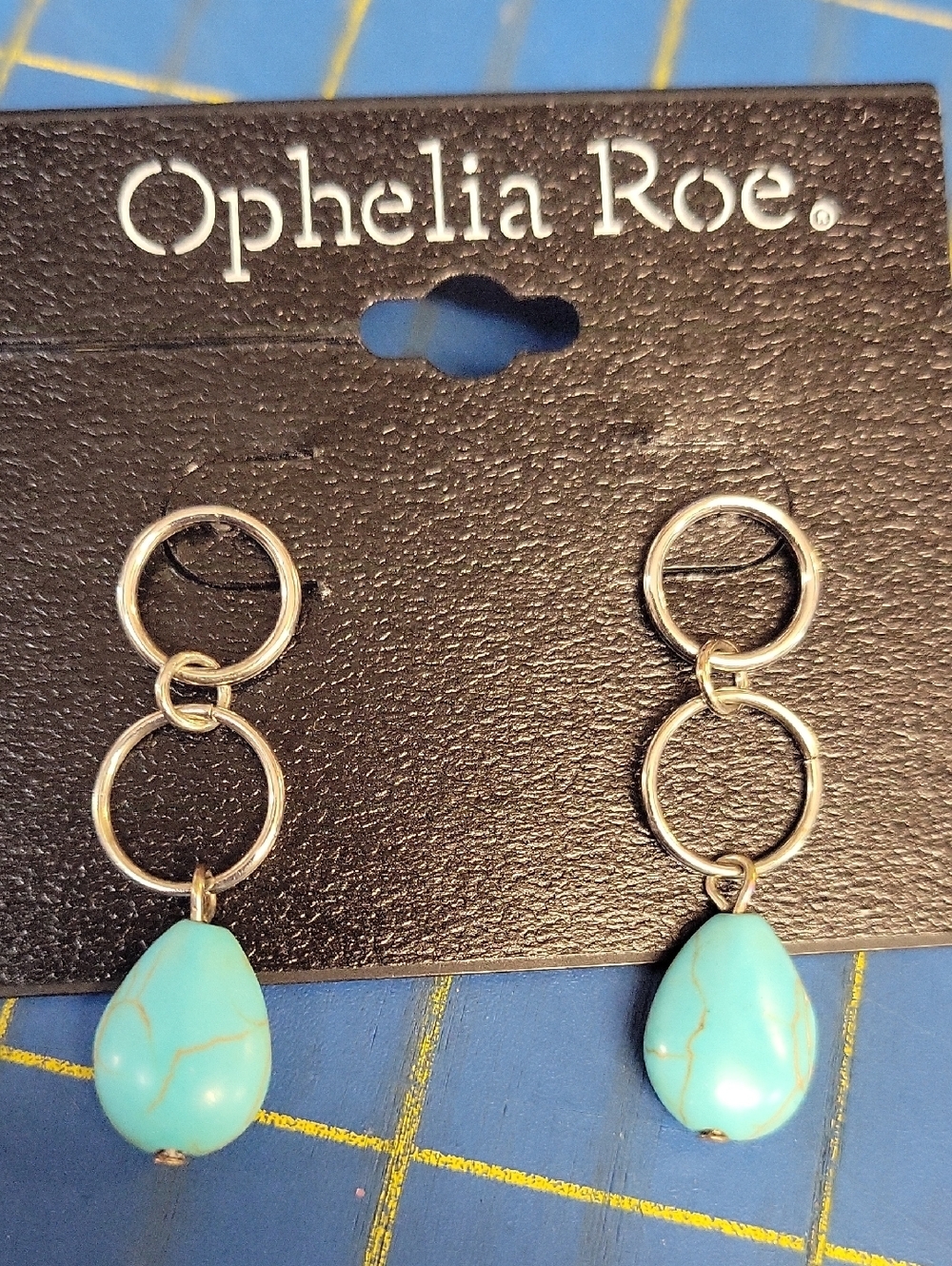 Ophelua RoecTurquoise Teardrop Dangle 1.5" Earrings NWT